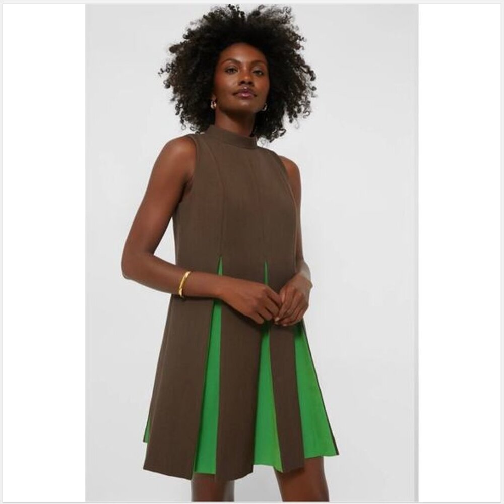 Tuckernuck Brown Mini Dress with Green Insets